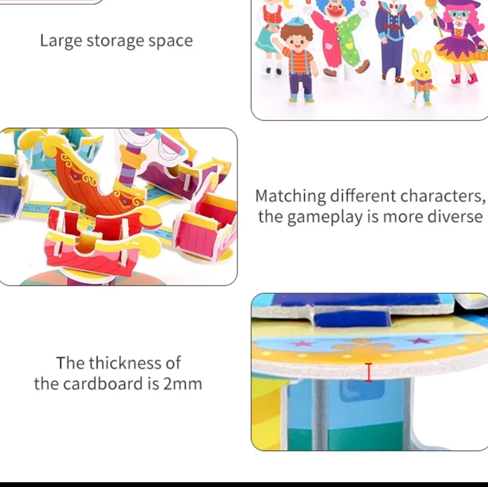 3D puzzle kids Ferris Wheel Carousel educational toy assembly craft age 5 6 7+
